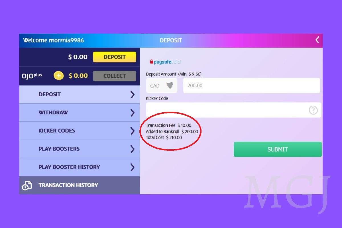 Screenshot des Paysafecard Einzahlungsprozesses in einem Online Casino Kassenbereich
