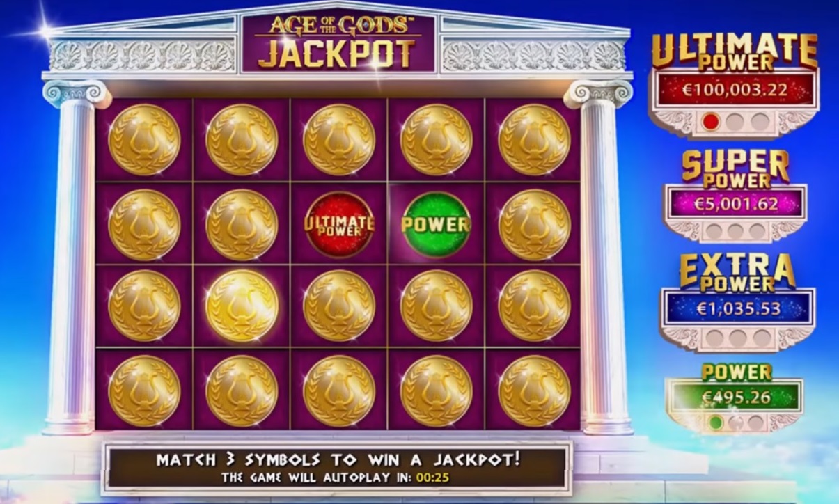 Screenshot of Playtech's Age of the Gods Slot - Progressive Jackpot Slots - MGJ