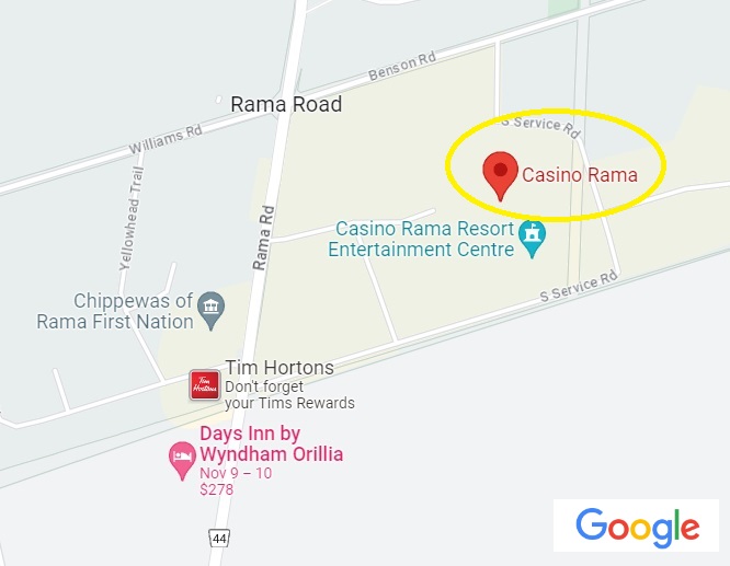 Casino Rama Resort Location - Screenshot Google Maps - MGJ