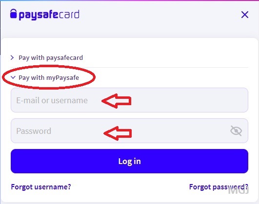 Deposit using myPaysafe account - Screenshot from PlayOJO Ontario - MGJ