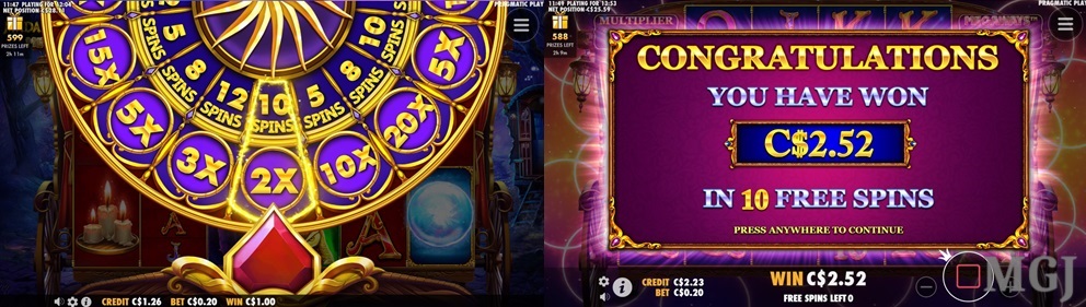 Screenshot of Pragmatic Play's Madame Destiny Megaways Slot - Buy Free Spins Real Money Mode - MGJ