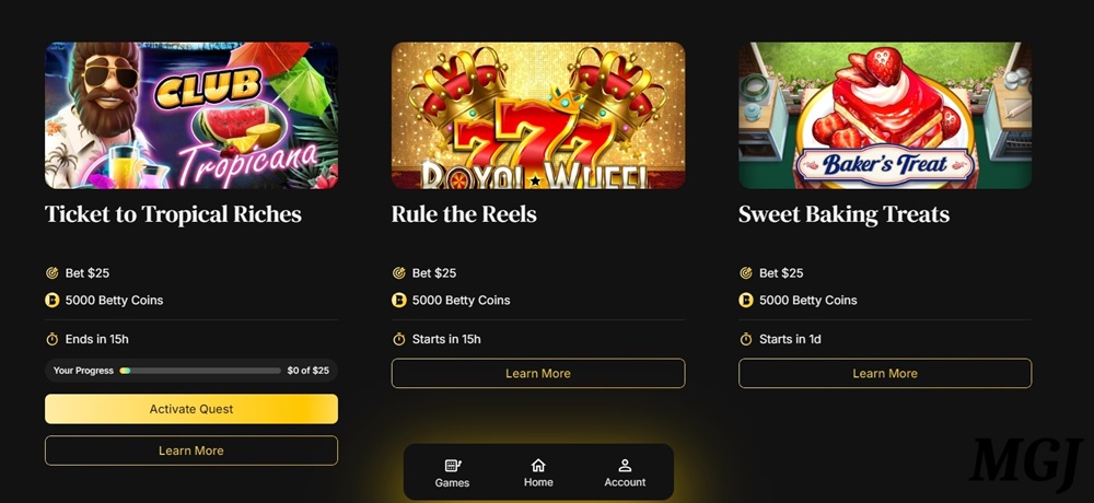 Betty Coins – Is This Betty Casino Perk Any Good? 20 Betty Coins - Screenshot of Betty Casino Quests - MGJ