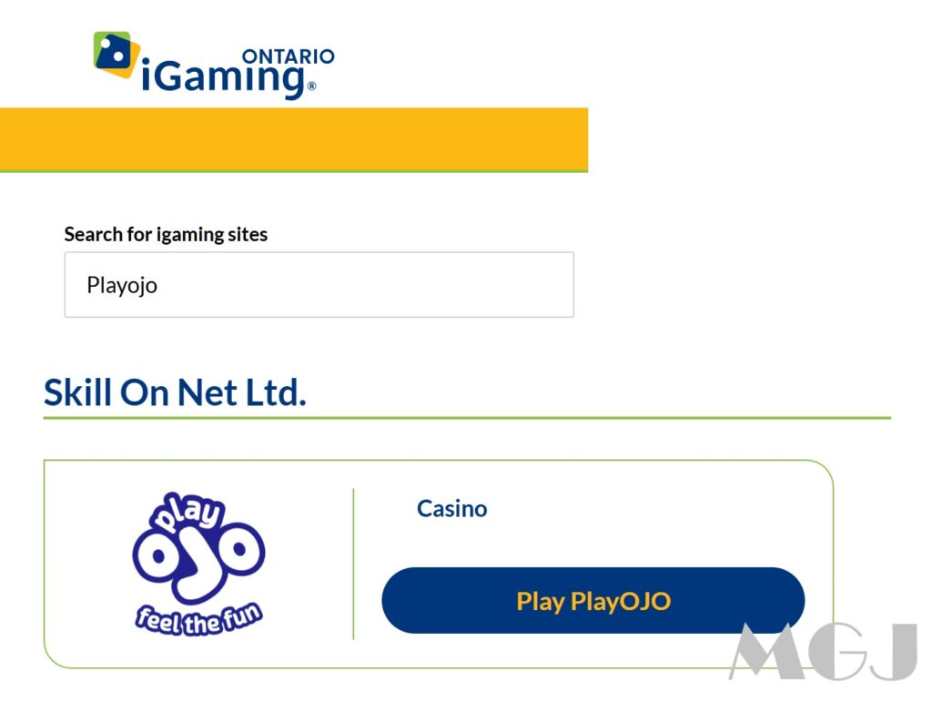 My PlayOJO Ontario Review – What It’s Like to Be an OJOer 5 iGaming Ontario PlayOJO Search Result Screenshot - MGJ