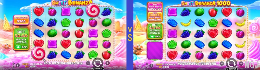 Sweet Bonanza vs Sweet Bonanza 1000 slot comparison